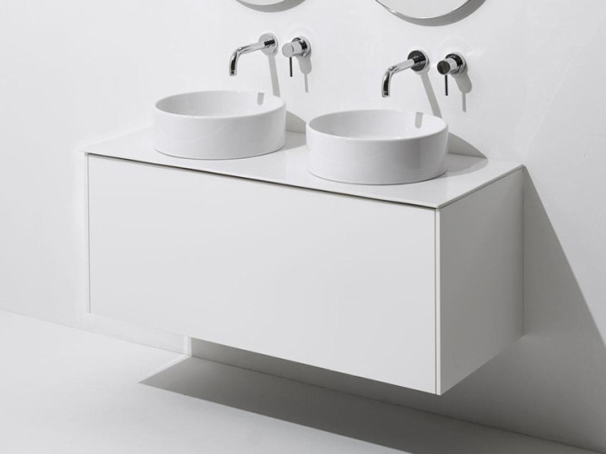 Керамическая столешница с двумя отверстиями для раковин SIMAS FORIU FO12DF bia