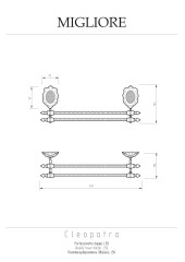 Полотенцедержатель двойной, L50 см, золото Migliore CLEOPATRA