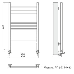 Полотенцесушитель Ника CLASSIC ЛП (Г2) 80/40 RAL9005 черный матовый с вентилями (комплект люкс)*