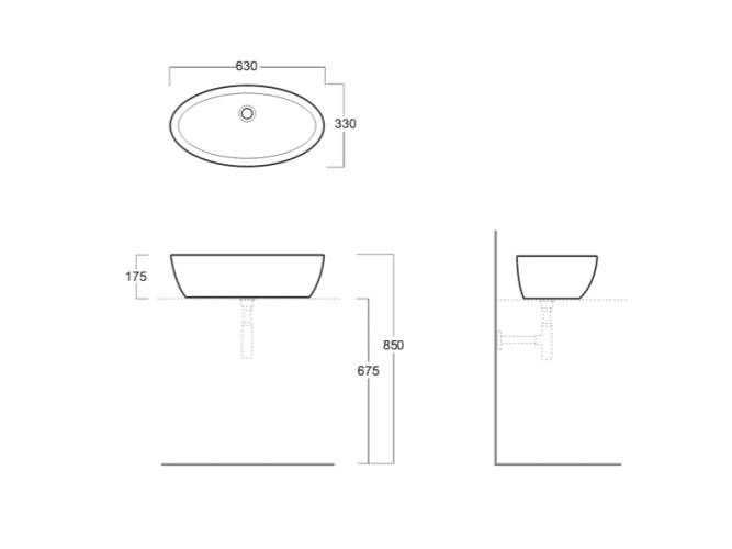 Раковина накладная SIMAS LFT SPAZIO LFT 64 bia