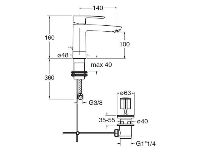 Смеситель для раковины с поворотным изливом CRISTINA NEW DAY ND26151