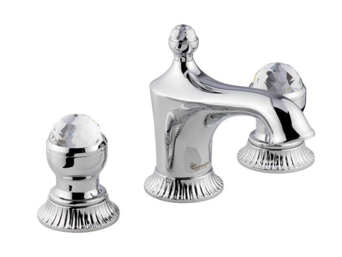 Emmevi The One Leda, смеситель для раковины. Металлические ручки + большие прозрачные кристаллы, цвет хром