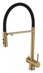 15057-D Смес. для кухни под фильт., МАГНИТ. (Мат. Золото+ЧЕР.) HANSEN (8/1шт)