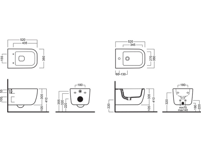 Биде подвесное HATRIA BIANCA Y1X501
