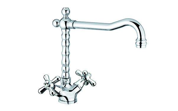 Fiore Margot Sky, двухвентильный смеситель для кухни, цвет золото - Swarovski