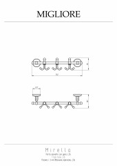 Планка с 3-мя двойными крючками L36 см, бронза Migliore Mirella