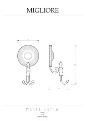 Крючок двойной с завитком, золото Migliore MONTECARLO