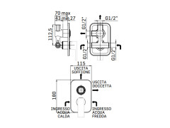 Внешняя часть встраиваемого смесителя для душа MAMOLI FEEL 2842PE00D101