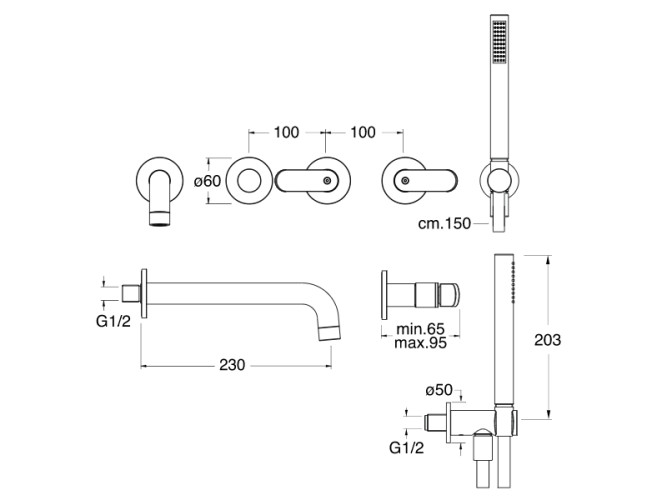 Наружные части смесителя для ванны CRISTINA EAST SIDE ES16577