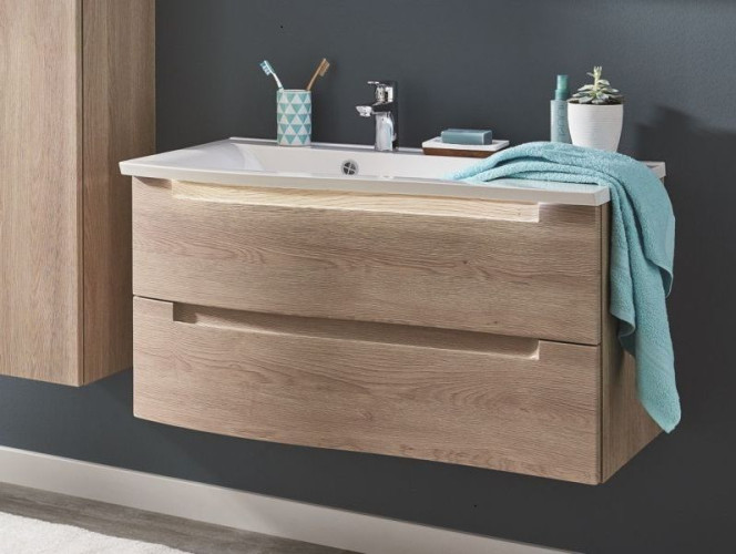 Puris Purefaction, тумба под раковину (2 ящика) 900 мм правая, цвет белый высокоглянцевый