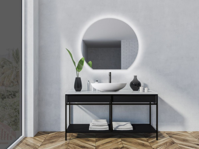 Xpertials Duved Led, круглое зеркало Led 100 см, со срезом: датчик подсветки с диммером