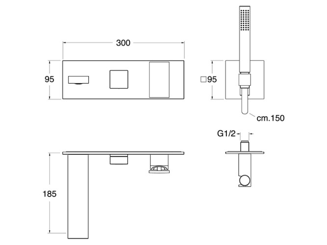 Внешняя часть смесителя для ванны CRISTINA TABULA TA10375