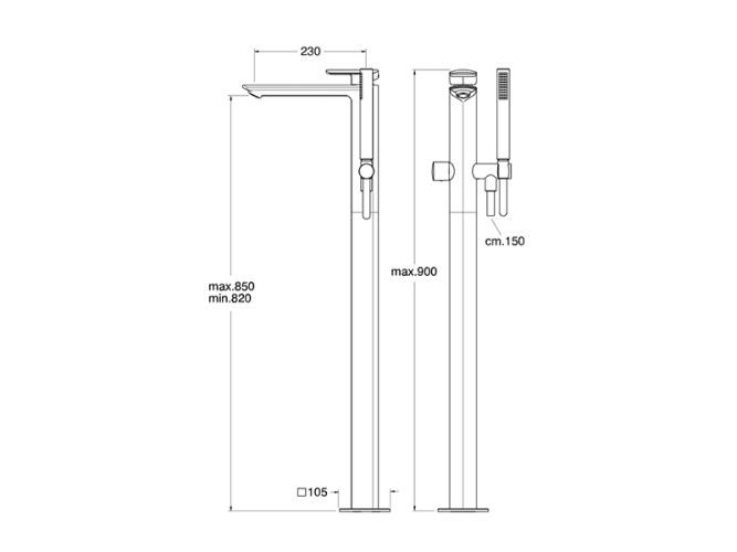 Смеситель для ванны напольный CRISTINA PROFILO PF18975