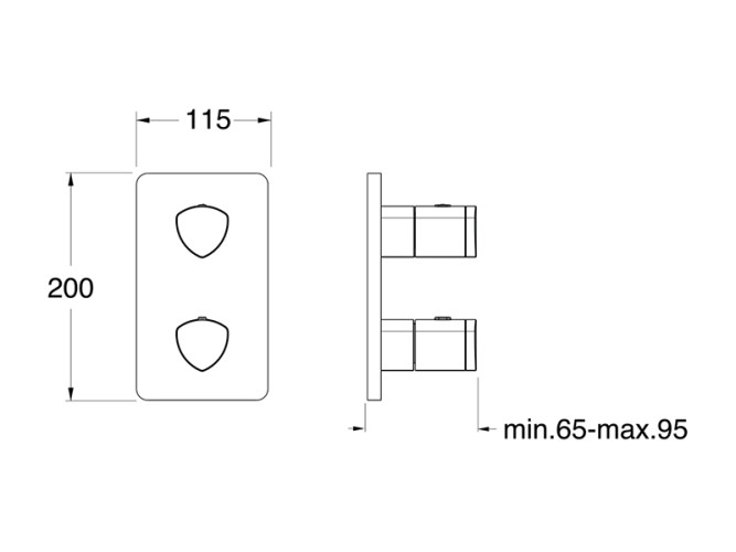 Внешняя часть термостатического смесителя CRISTINA Thermostatic external parts XF75213