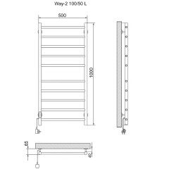 Полотенцесушитель Электрич.кабельный Ника WAY-2 100/50 левый тэн
