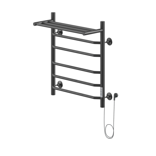 Полотенцесушитель Электрич.кабельный Ника WAY-3 60/50 с полкой RAL9005 черный матовый правый тэн