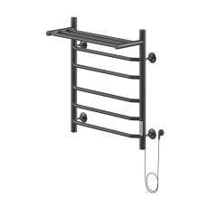 Полотенцесушитель Электрич.кабельный Ника WAY-3 60/50 с полкой RAL9005 черный матовый правый тэн