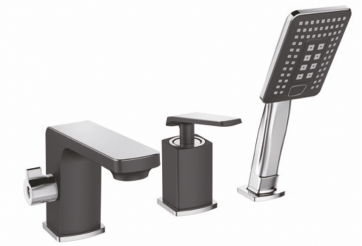 333532-C Смеситель на борт ванны, ЧЕРНЫЙ (3 отв.) ViEiR (5/1шт)