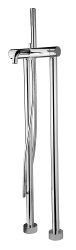 Emmevi Filobrass, однорычажный напольный смеситель для ванны на 2-х ногах (излив 18,5 см), c набором для душа, цвет хром