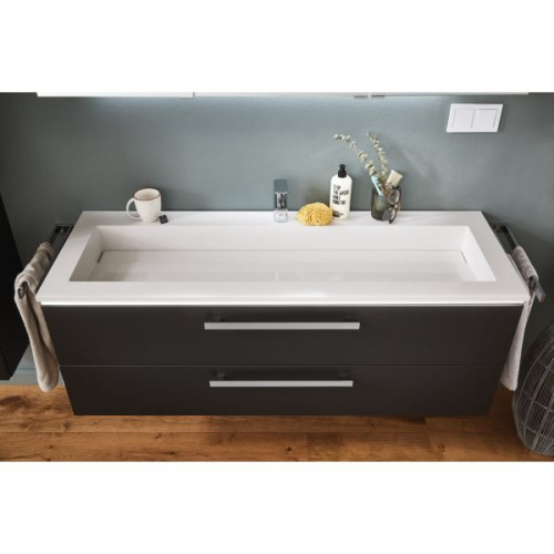 Puris Star Line, раковина из минерального литья усиленная с квадратной чашей без отверстия п/с 1200 мм, цвет бел