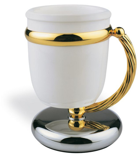 Stil Haus Giunone, настольный керамический стакан, цвет хром