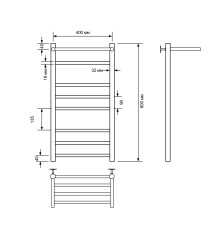 Полотенцесушитель водяной Comfysan Luce W-8 80/40 с полкой, черный