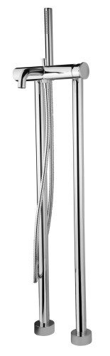 Emmevi Filobrass, однорычажный напольный смеситель для ванны на 2-х ногах (излив 18,5 см), рукоятка без стержня, c набором для душа, цвет хром