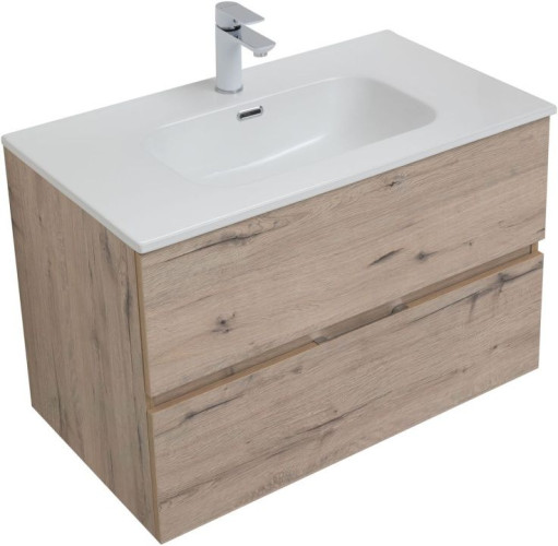 Тумба с раковиной Aquanet Алвита New 80 дуб веллингтон белый