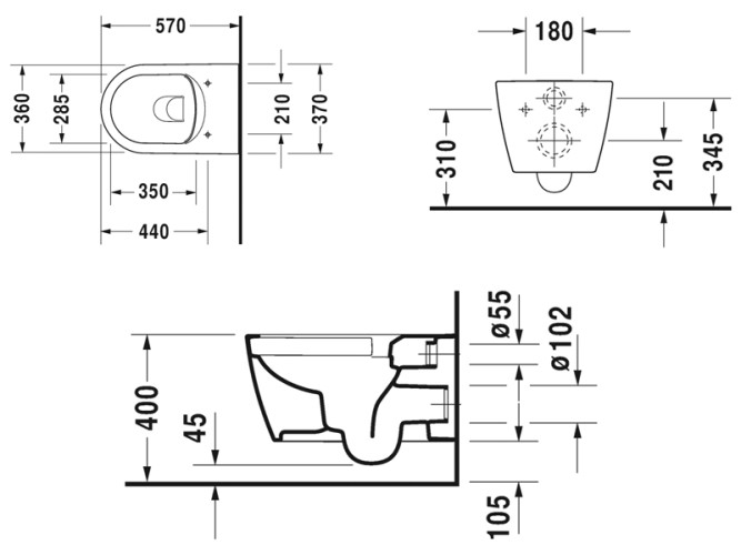 Унитаз подвесной безободковый DURAVIT ME BY STARCK 2529090000