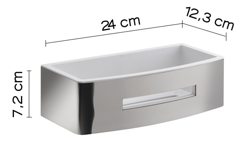 Gedy, решётка прямоугольная 1-уровневая c ABS вкладышем (24х12,3хh7,2), цвет хром - белый пластик