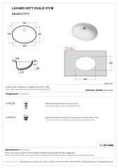 Olympia, подстольная овальная раковина 59х44,5 см, с крепежем, цвет белый глянцевый