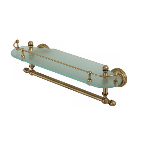 Полка c галереей L40 см, с полотенцедержателем, стекло матовое/бронза Migliore Mirella
