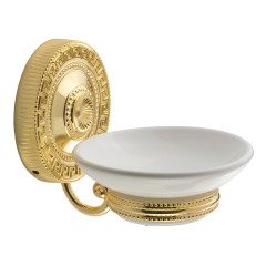 Мыльница настенная, керамика белая/золото Migliore MONTECARLO
