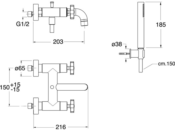 Смеситель для ванны CRISTINA CROSS ROAD CR18034