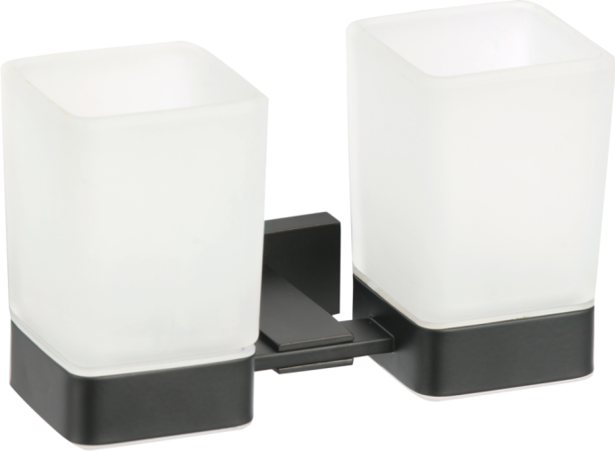 88080-C Стакан двойной стекло "настенный" (ЧЕРНЫЙ) GANZER (20/1шт)