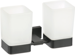 88080-C Стакан двойной стекло &quot;настенный&quot; (ЧЕРНЫЙ) GANZER (20/1шт)