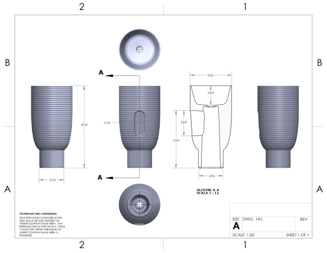 Disegno ceramica Loom, напольная раковина, чаша 42,6хh85 см, цвет жемчужно-серый