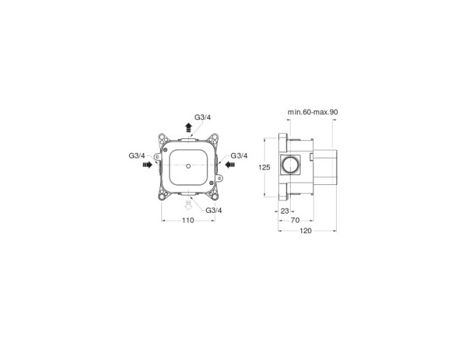 Встраиваемая часть для термостатического смесителя CRISTINA System CS70000