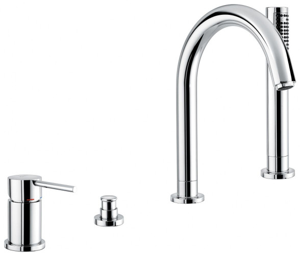 Emmevi Piper, комплект смесителя на борт ванны на 4 отверстия с изливом, цвет золото