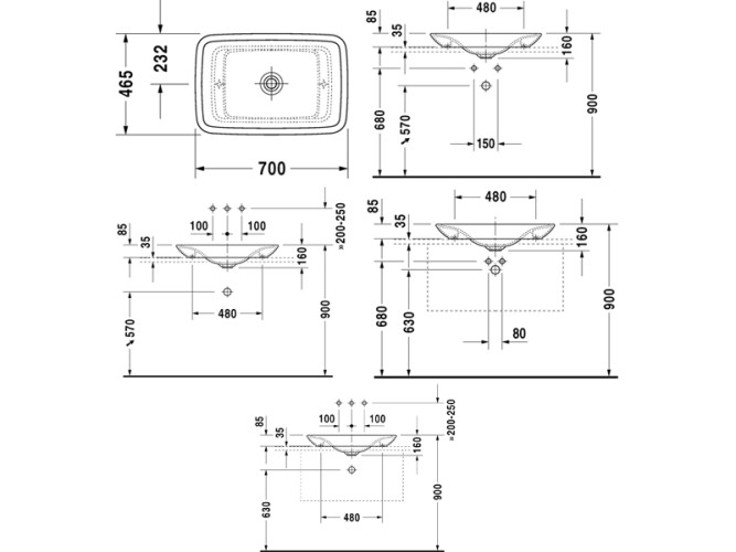 Раковина накладная DURAVIT PURAVIDA 0369700000