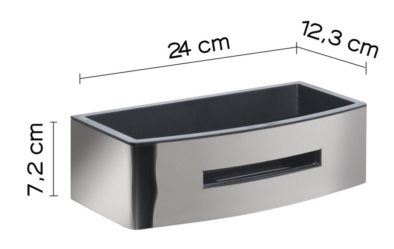 Gedy, решётка прямоугольная 1-уровневая c ABS вкладышем (24х12,3хh7,2), цвет хром - черный пластик