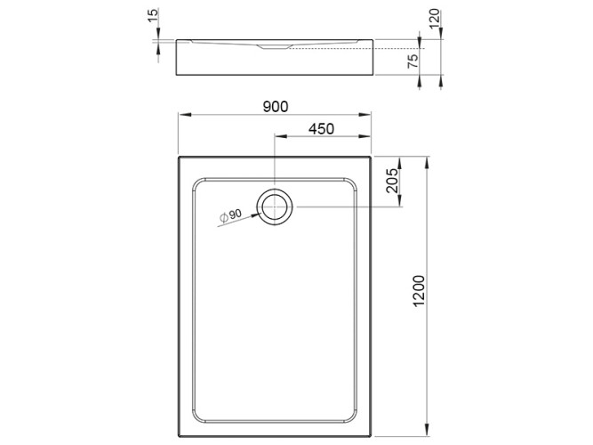 Душевой акриловый поддон RADAWAY DOROS SDRFP1290-05
