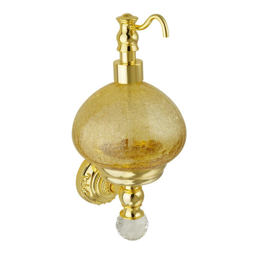 Дозатор жидкого мыла настенный, стекло/золото/Swarovski Migliore Cristalia