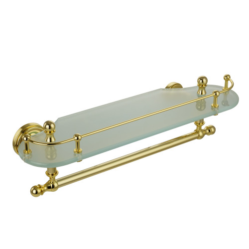 Полка c галереей L40 см, с полотенцедержателем, стекло матовое/золото Migliore Mirella