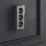 Розетка тройная с заземлением и шторками Gallant (графит рифленый) W5073104