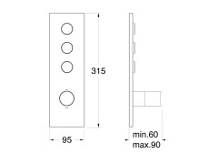 Наружный комплект для термостатического смесителя для душа CRISTINA THERMO UP XT72324