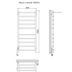 Полотенцесушитель Электрич.кабельный Ника WAY-2 100/50 с полкой левый тэн