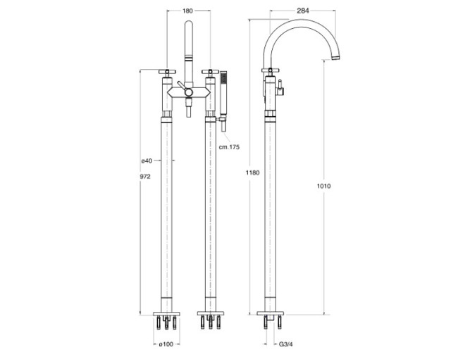 Смеситель для ванны напольный CRISTINA EXCLUSIVE EV10852