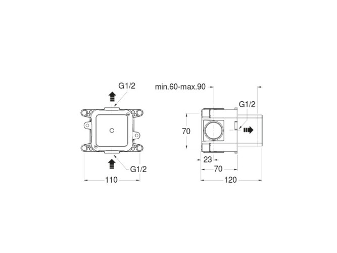 Универсальная встраиваемая часть для смесителя CRISTINA System CS70500