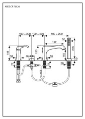 Emmevi Ares, комплект смесителя на борт ванны на 4 отверстия (излив 19,2 см), с набором для душа, цвет брашированный никель